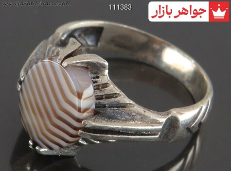 انگشتر نقره عقیق سلیمانی مردانه - 111383