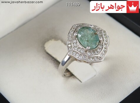 انگشتر نقره زمرد زامبیا طرح بهار زنانه - 111489