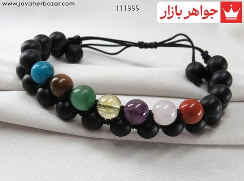 دستبند سنگی چندنگین هفت چاکرا طرح بافت - 111999