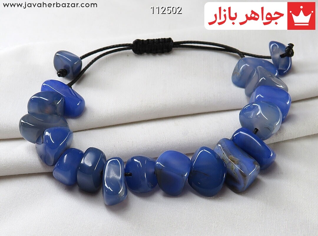 دستبند سنگی عقیق آبی خوش رنگ