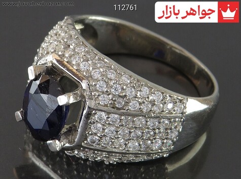 انگشتر نقره یاقوت کبود مردانه - 112761