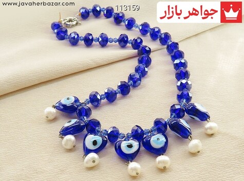 سینه ریز مروارید و کریستال طرح چشم نظر - 113159