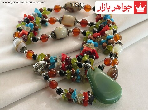 سینه ریز دلربا و کوارتز و شاه مقصود و عقیق و مرجان تراش نا منظم - 113203