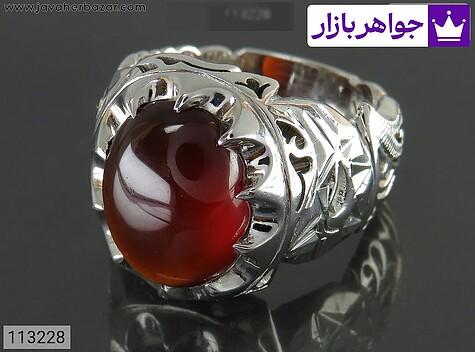 انگشتر نقره گارنت فاخر مردانه - 113228