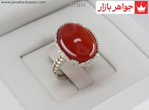 انگشتر نقره عقیق قرمز طرح نادیا زنانه - 113295