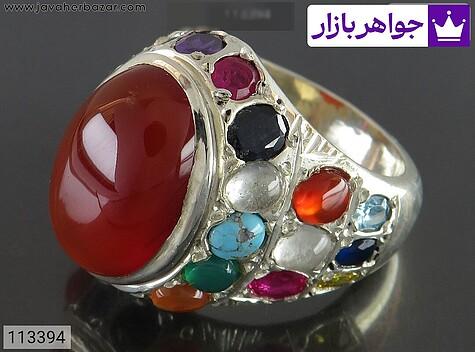 انگشتر نقره عقیق یمنی اشرافی مردانه دست ساز - 113394