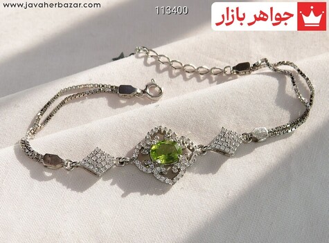 دستبند نقره زبرجد طرح ماهلین زنانه - 113400