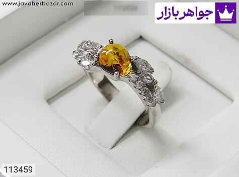 انگشتر نقره کهربا بولونی لهستان طرح سروناز زنانه - 113459
