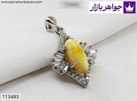 مدال کهربا بولونی لهستان زنانه گردنبند نقره کهربا بولونی لهستان طرح کیمیا زنانه - 113483