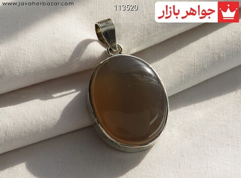 مدال نقره عقیق کبود ساده دست ساز به همراه حرز امام جواد
