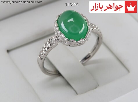 انگشتر نقره عقیق سبز جذاب زنانه