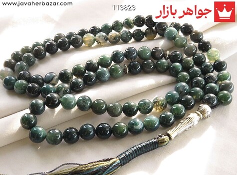 تسبیح عقیق سبز 101 دانه 8 میل تسبیح عقیق سبز 101 دانه 8 میل خزه ای زیبا - 113823