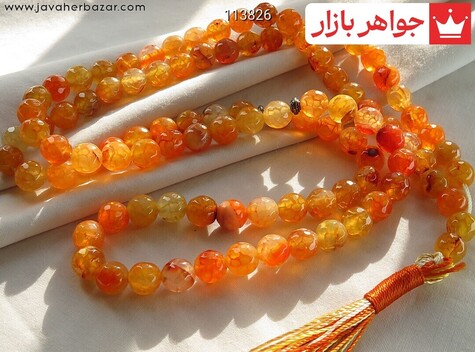 تسبیح عقیق نارنجی 101 دانه پرتقالی زیبا - 113826