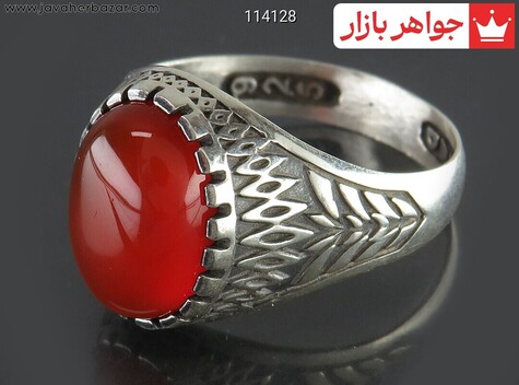 انگشتر نقره عقیق قرمز زیبا مردانه
