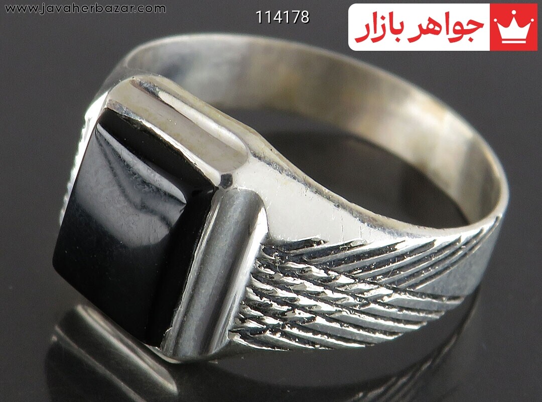 انگشتر نقره عقیق سیاه مردانه به همراه حرز امام جواد