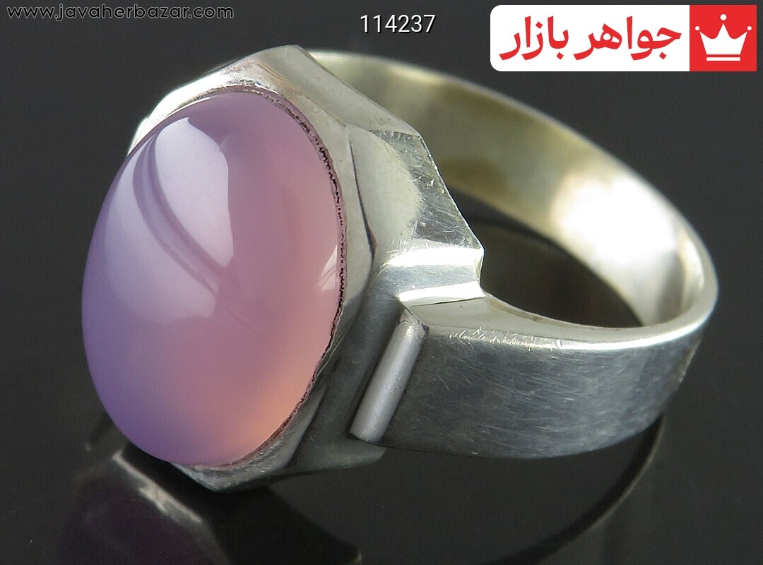 انگشتر نقره عقیق کبود مردانه به همراه حرز امام جواد