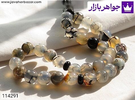 تسبیح عقیق 33 دانه 8 میل شجر ترکیده دارای ترک های طبیعی - 114291