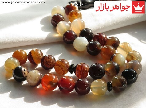 تسبیح عقیق نارنجی 33 دانه سلیمانی خوش طرح - 114307