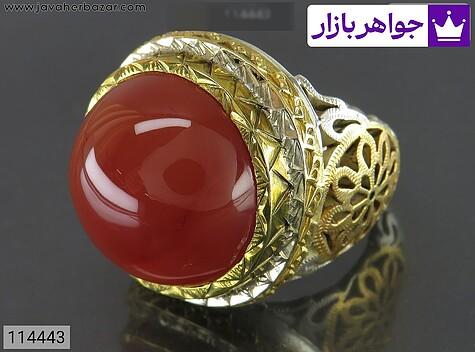 انگشتر عقیق یمنی مردانه انگشتر نقره عقیق یمنی درشت بسیار فاخر مردانه دست ساز - 114443