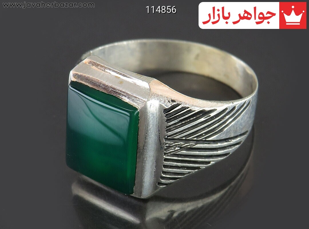 انگشتر عقیق سبز مردانه به همراه حرز امام جواد