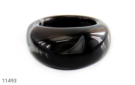 انگشتر عقیق سیاه حلقه سنگی جذاب زنانه - 11493