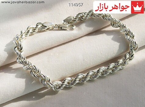 دستبند نقره طنابی مردانه