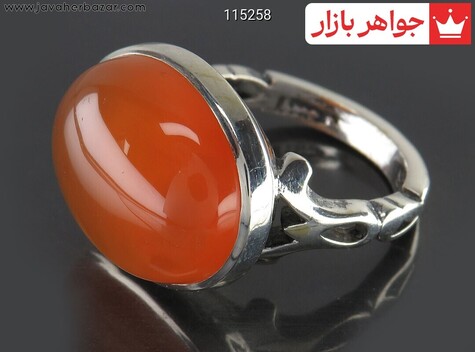 انگشتر نقره عقیق یمنی نارنجی خوشرنگ مردانه