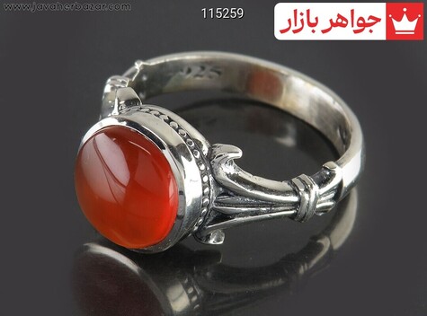 انگشتر نقره عقیق یمنی قرمز خوشرنگ مردانه