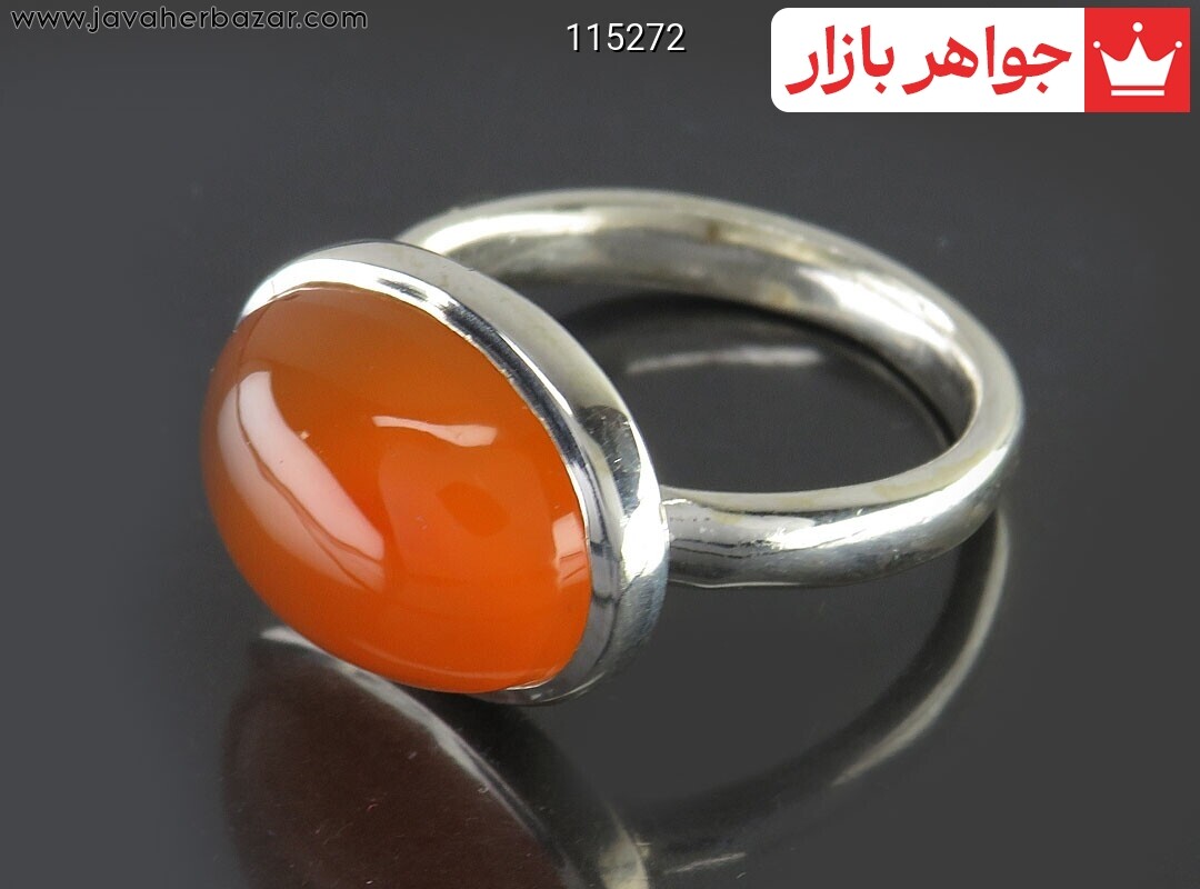 انگشتر نقره عقیق یمنی نارنجی خوشرنگ مردانه