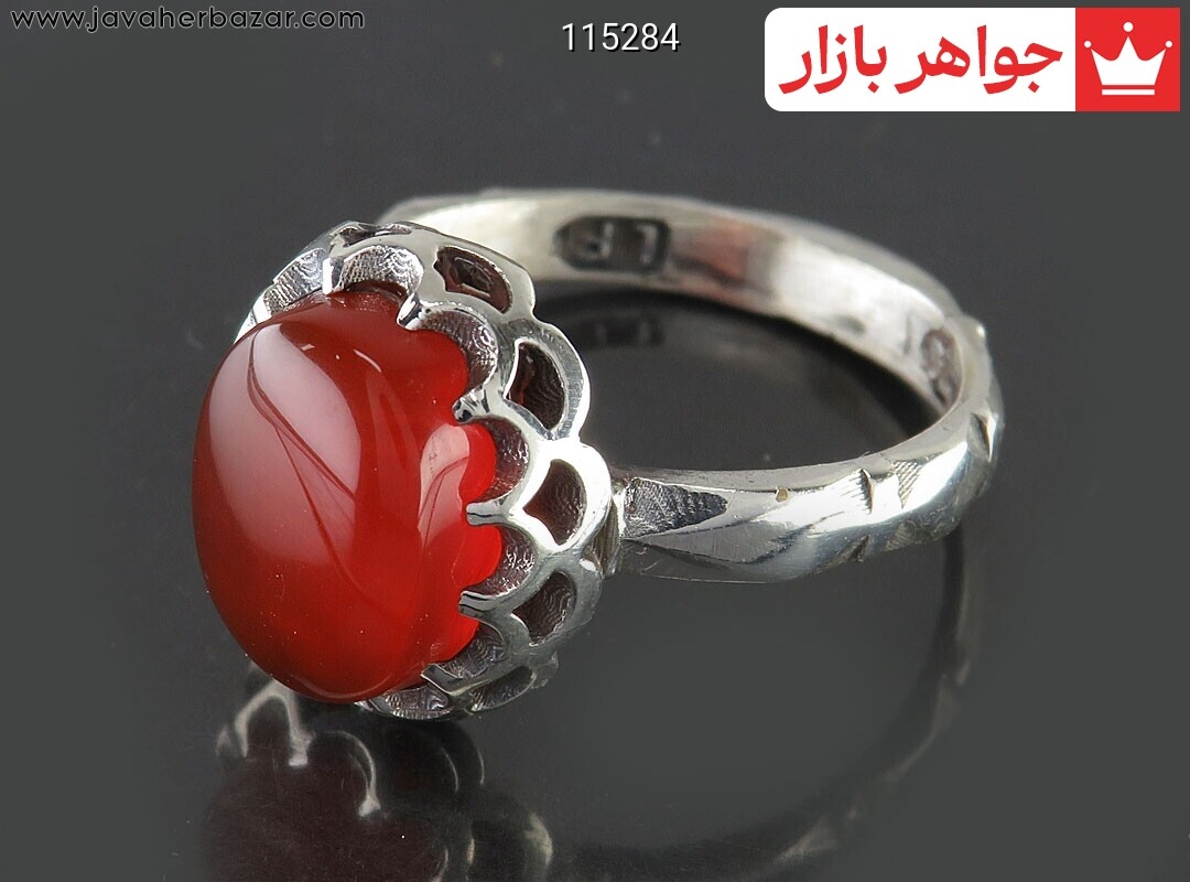 انگشتر نقره عقیق یمنی قرمز زیبا مردانه
