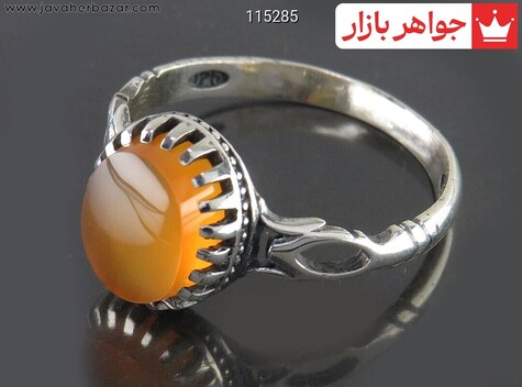 انگشتر نقره عقیق یمنی نارنجی زیبا مردانه