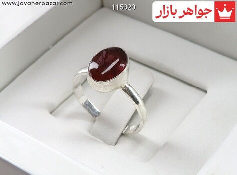 انگشتر نقره عقیق یمنی زنانه به همراه حرز امام جواد - 115320