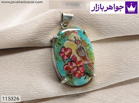 مدال فیروزه زنانه مدال نقره فیروزه نیشابوری نگارگری لوکس زنانه دست ساز - 115326