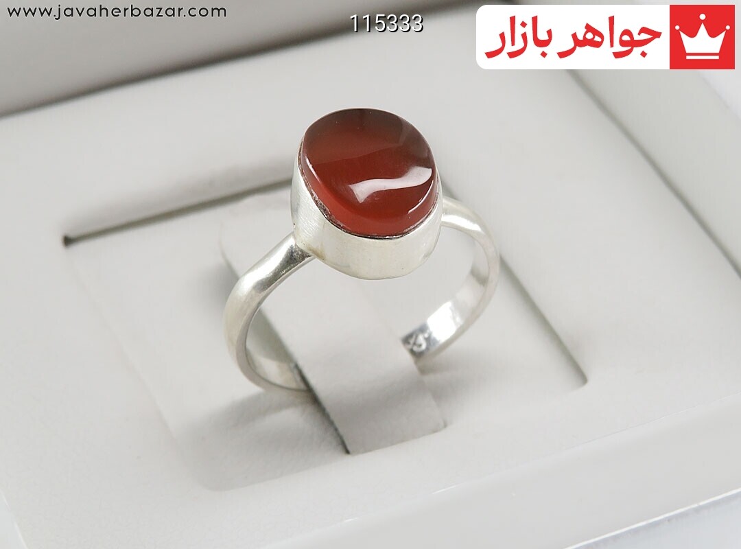 انگشتر نقره عقیق یمنی قرمز زیبا زنانه به همراه حرز امام جواد