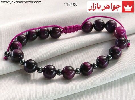 دستبند رنگ تقویت شده دستبند سنگی چشم ببر رنگ تقویت شده - 115486