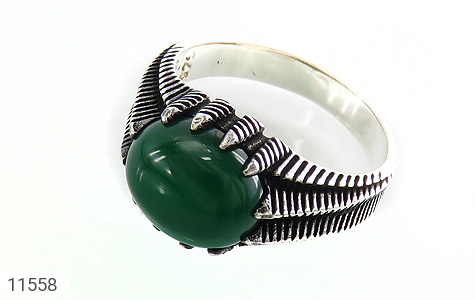 انگشتر نقره عقیق سبز خوش رنگ مردانه - 11558