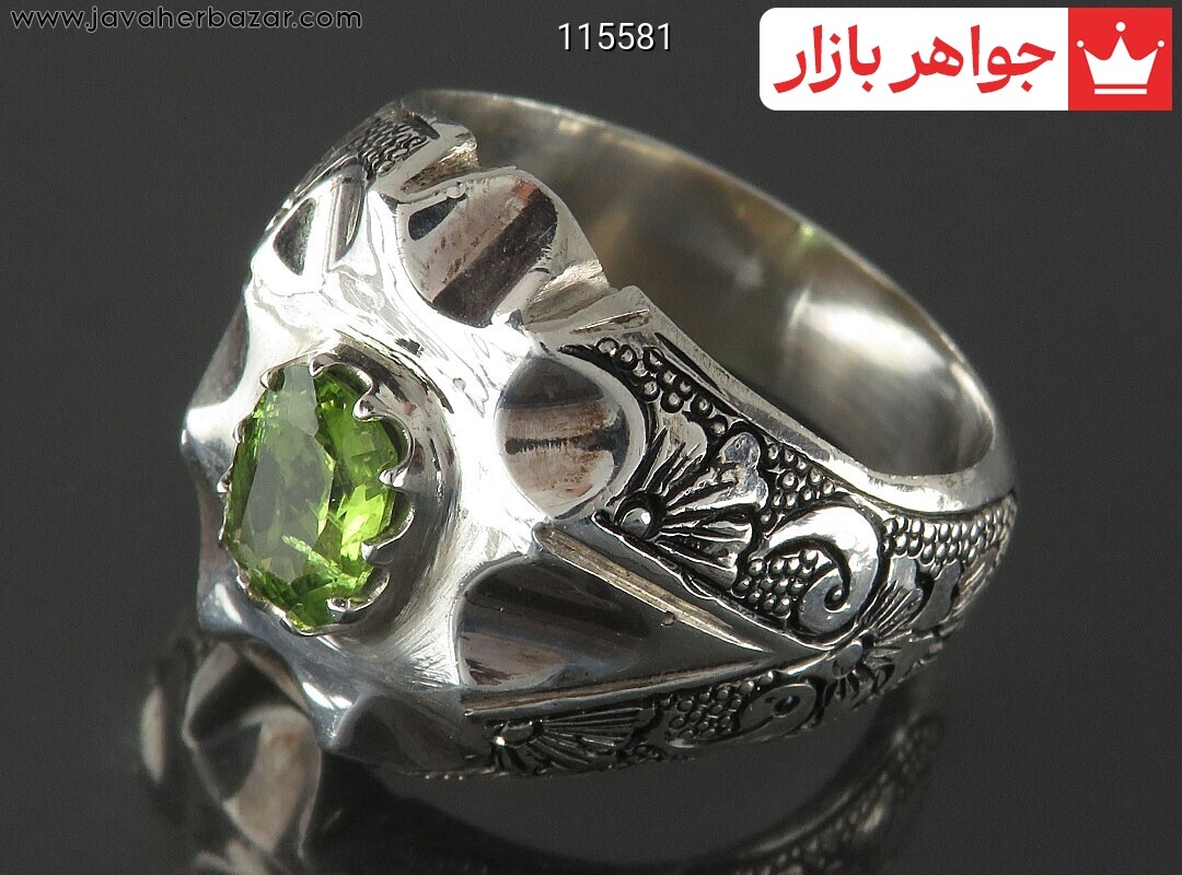 انگشتر نقره زبرجد فاخر مردانه دست ساز