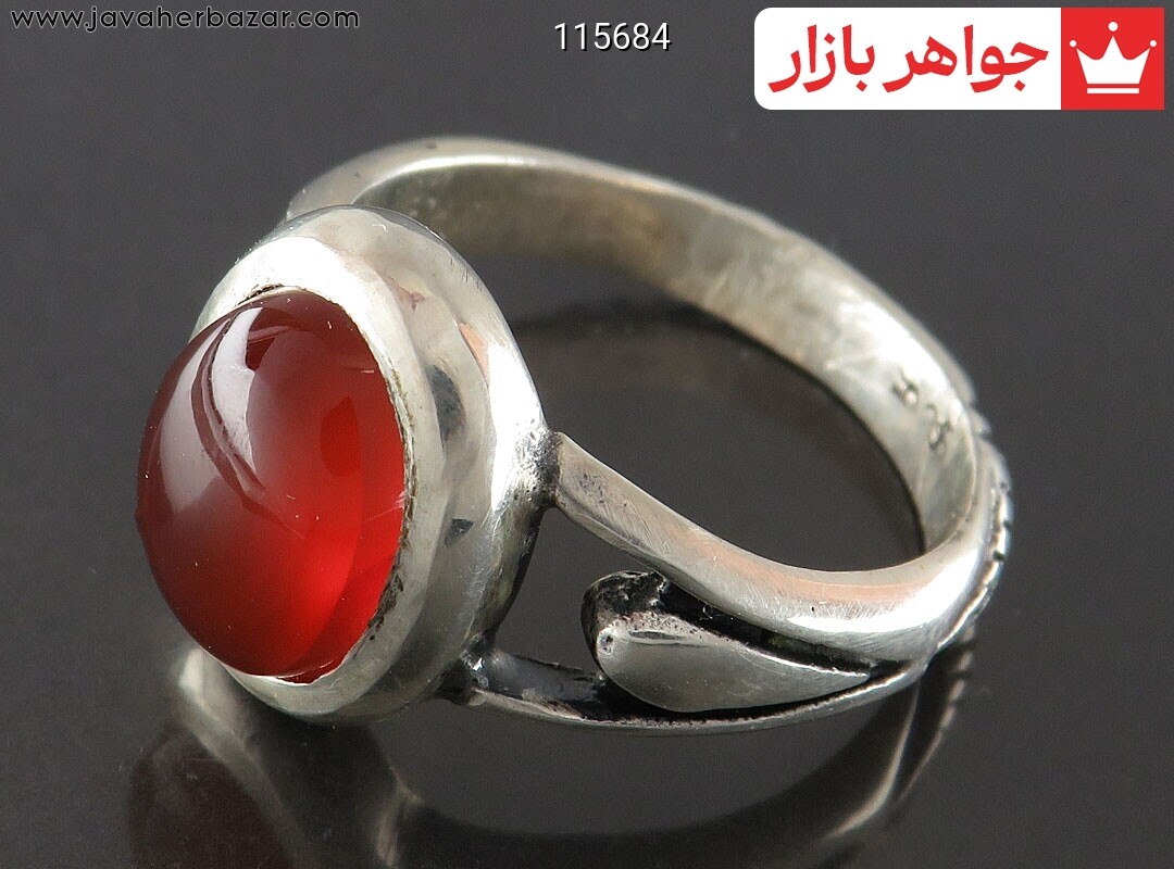 انگشتر نقره عقیق یمنی قرمز آبدار مردانه
