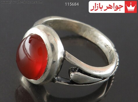 انگشتر نقره عقیق یمنی قرمز آبدار مردانه