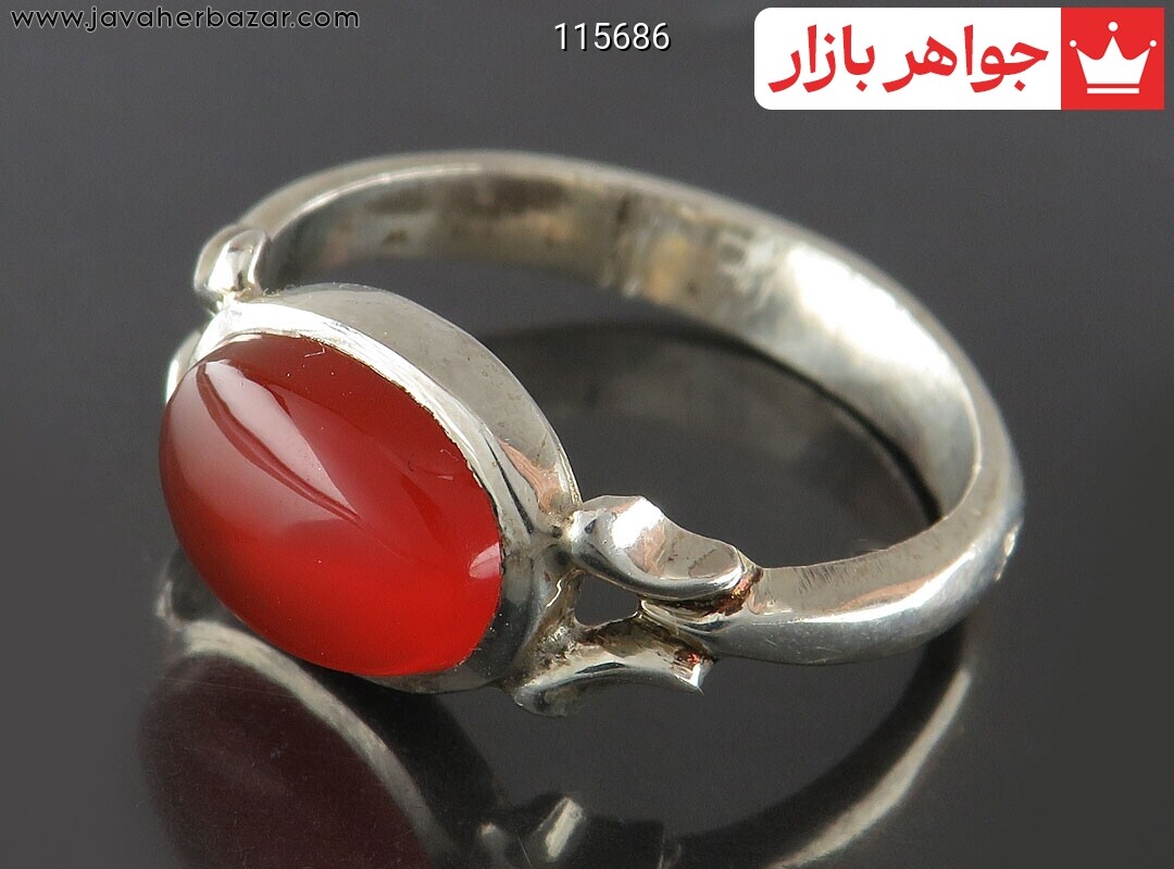 انگشتر نقره عقیق یمنی قرمز خوش طبع شیک مردانه ظریف