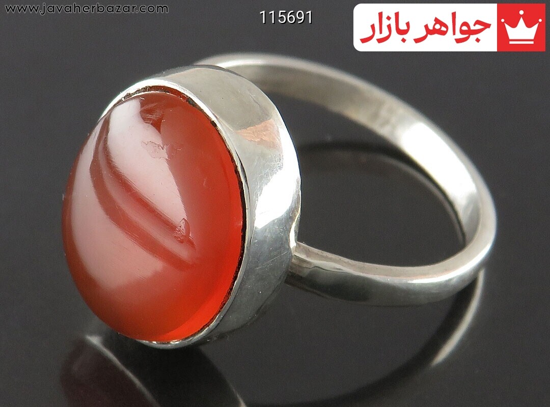 انگشتر نقره عقیق یمنی نارنجی مرغوب کلاسیک مردانه