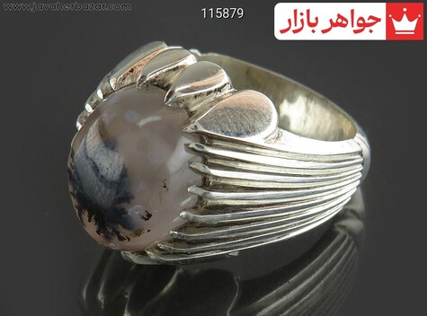 انگشتر نقره عقیق شجرتک درخت قاین مردانه دست ساز - 115879