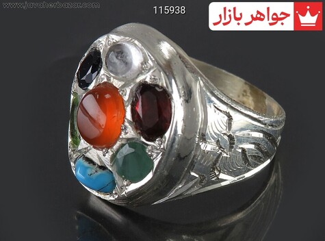 انگشتر نقره چندنگین مردانه - 115938