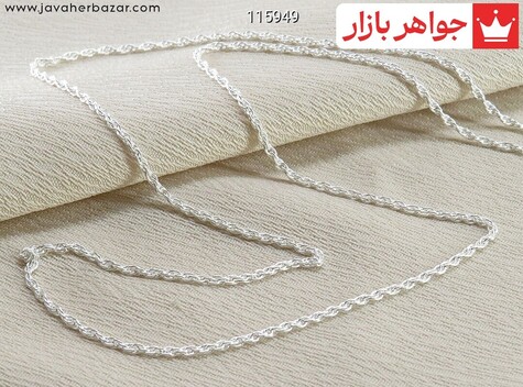 زنجیر نقره 45 سانتی طرح طنابی ظریف - 115949