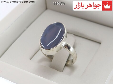 انگشتر نقره عقیق یمنی کبود زنانه به همراه حرز امام جواد - 115970