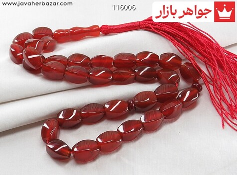 تسبیح عقیق قرمز 33 دانه تراش ممتاز - 116006