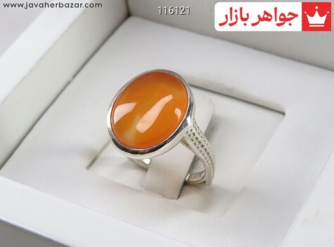 انگشتر نقره عقیق یمنی نارنجی پرتقالی زنانه