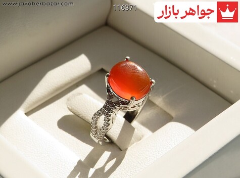 انگشتر نقره عقیق یمنی قرمز طرح ریما زنانه