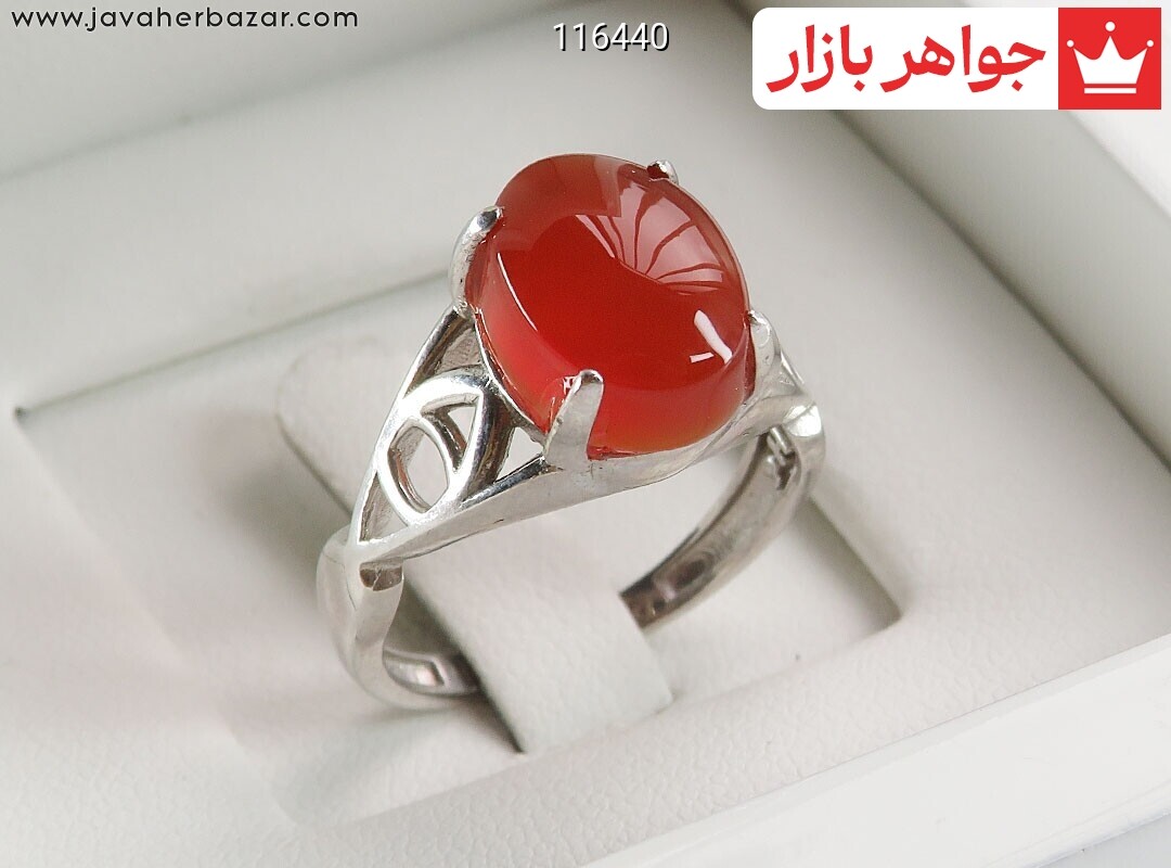 انگشتر نقره عقیق یمنی قرمز خوشرنگ زنانه