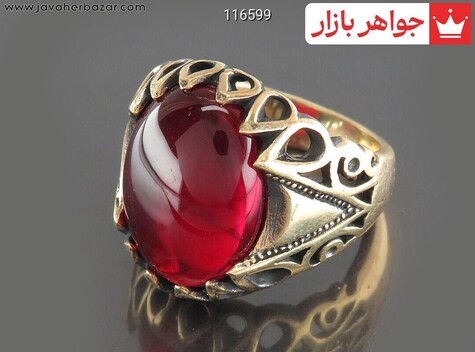 انگشتر طلاروس یاقوت سنتاتیک مردانه - 116599